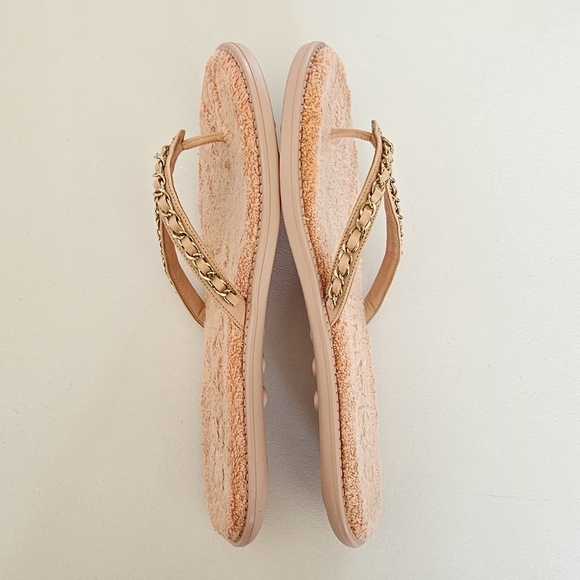 CHANEL Thong Flip Flops  Sandals Pink Lambskin Chain CC Authentic EU 40/ US 10 - Picture 6 of 15